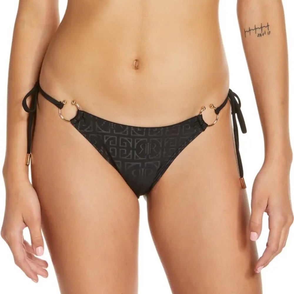 River Island Monogram Vinyl Side Ring Tie Bikini Bottoms